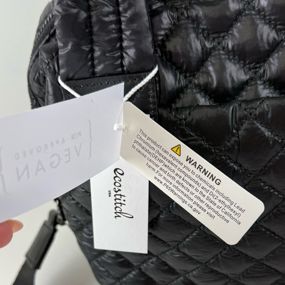 Ecostitch Woven Puff Square Crossbody Quilted Handbag Black PETA Approved NWT - Picture 4 of 13